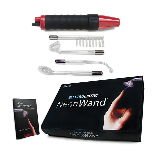 Red and black Kinklab Neon Wand with three clear glass electrodes