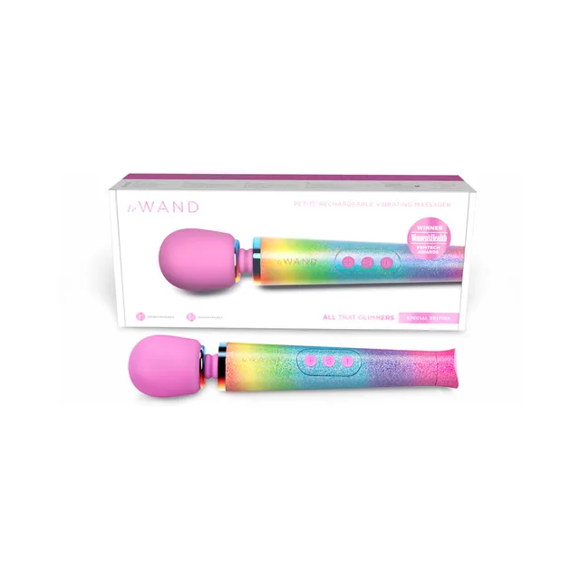 Le Wand Petite All That Glimmers rainbow ombre massager in retail box