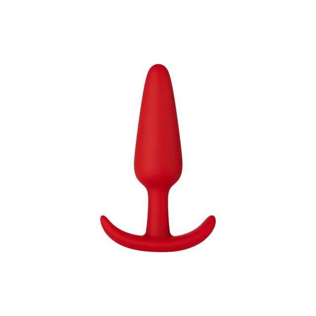 Front view of small red tapered plug and curved base