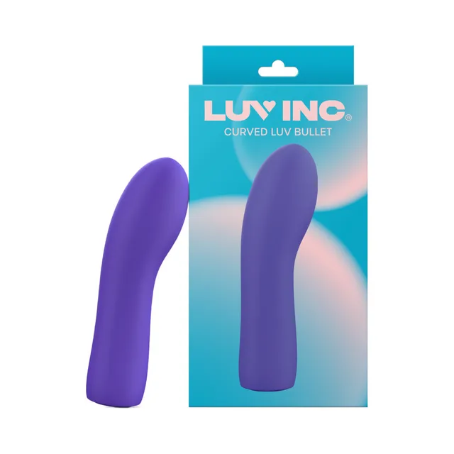 Purple Luv Inc CB42 curved bullet beside turquoise box