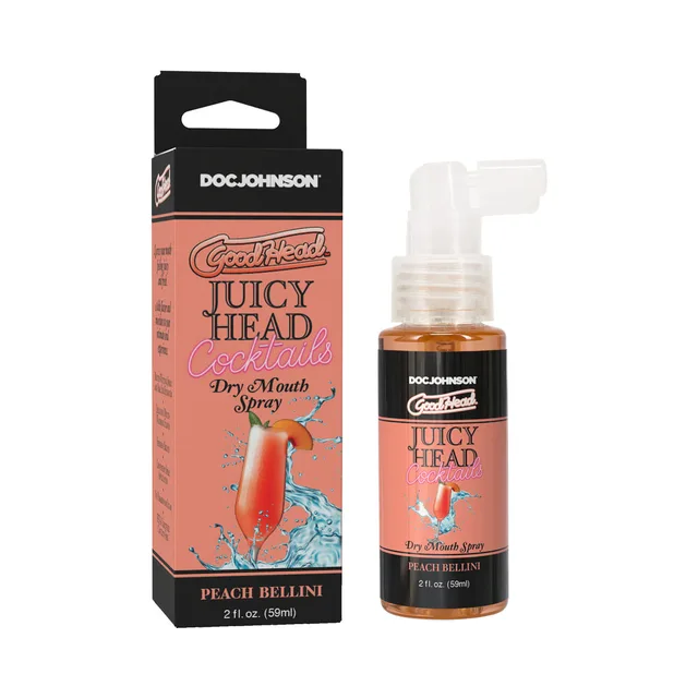 Juicy Head Peach Bellini 2 oz pump spray beside orange box