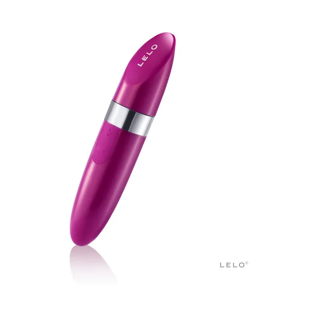 Deep rose LELO MIA 2 lipstick vibrator with silver center band