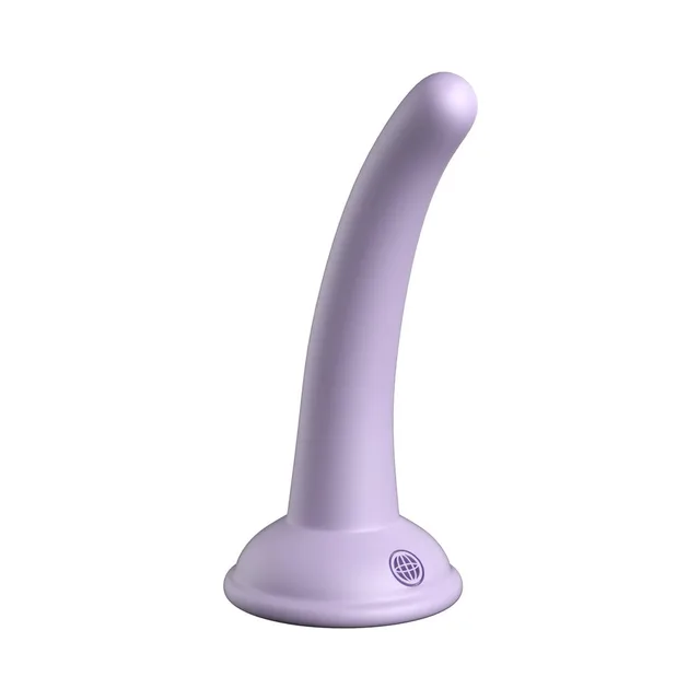 Angled view of light-purple Curious Five curved dildo