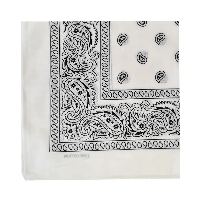 Folded white Prowler RED hanky with black paisley border