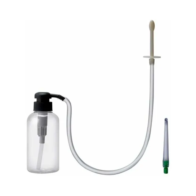 Clear pump bottle with hose and two white Prowler RED nozzles