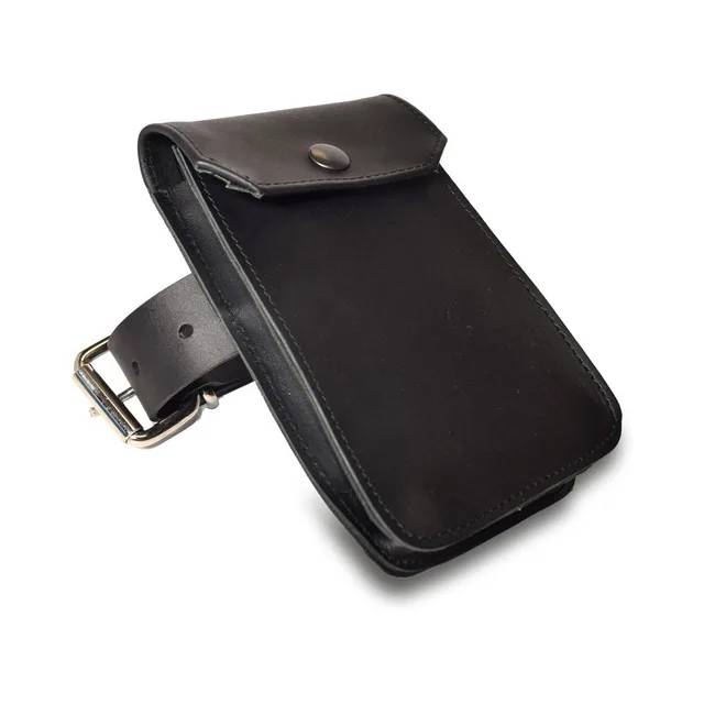 Closed black Prowler RED large leather belt pouch with buckle strap