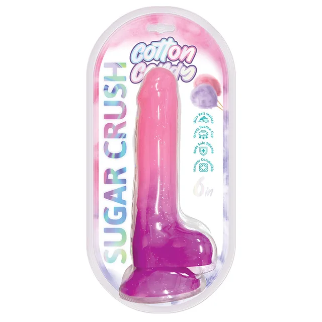 Pink and purple Sugar Crush dildo in Cotton Candy package