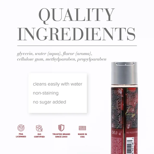 System JO H2O Cherry Burst rear bottle beside ingredient graphic