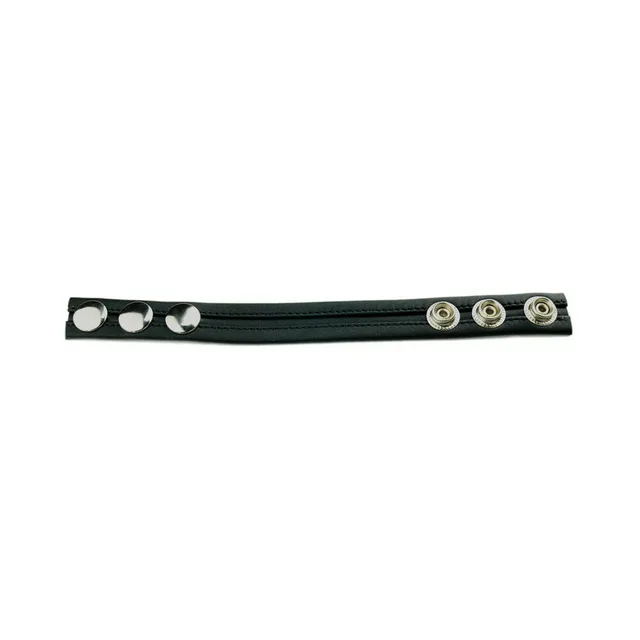 Black Prowler RED cock strap laid flat with three metal snap positions