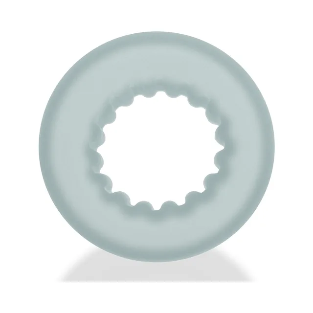 Front view of translucent Axis ring with ribbed opening
