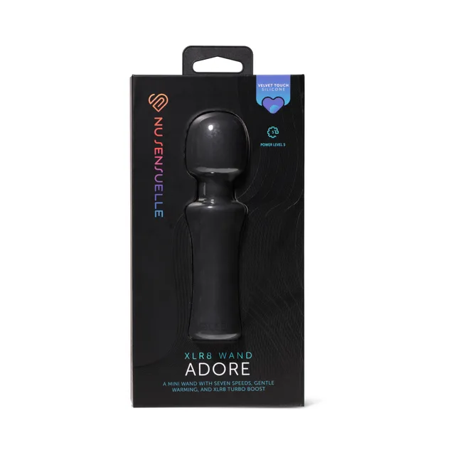 Nu Sensuelle Adore XLR8 black wand massager in black retail package