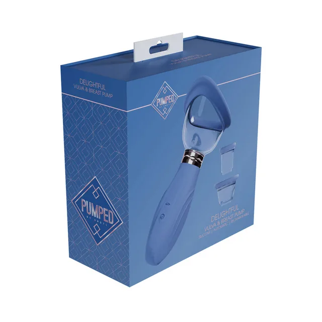 blue Shots Pumped Delightful vacuum pump pictured on blue retail box