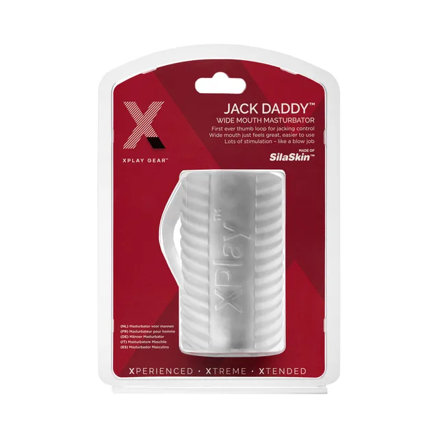 Perfect Fit XPlay Jack Daddy clear ribbed stroker in red retail package