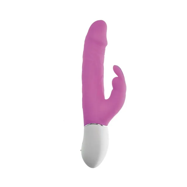 Adam & Eve Eve's Realistic Rabbit vibrator upright front view with white control base