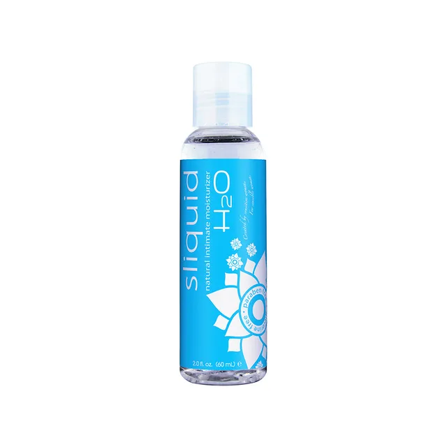 Sliquid Naturals H2O Lubricant clear 2 oz bottle with blue label and white cap