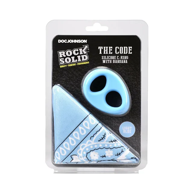 Rock Solid light-blue double-opening C-ring with blue bandana