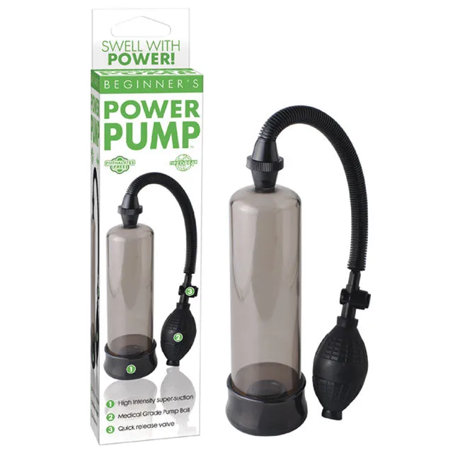 Pipedream Beginner's Power Pump with smoke cylinder, black tubing, hand bulb, and package