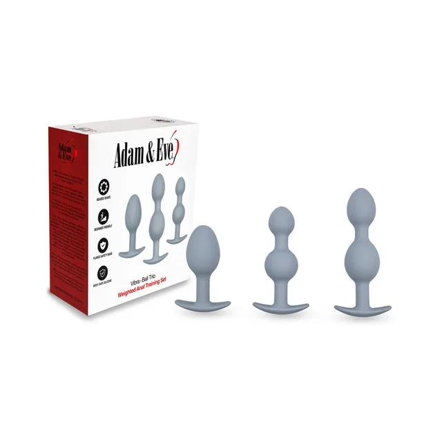 Adam and Eve Vibra-Ball Trio beside white and red retail box