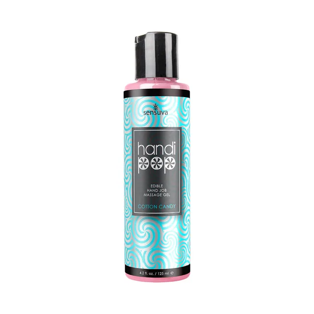 Sensuva HandiPop Cotton Candy Gel black bottle with turquoise spiral label and black cap