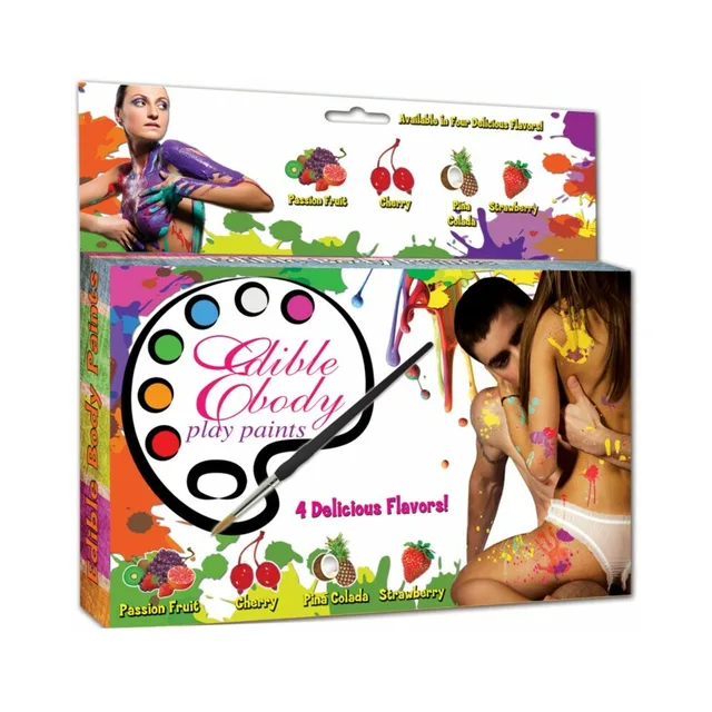 Edible Body Play Paints white illustrated four-flavor box with palette graphic