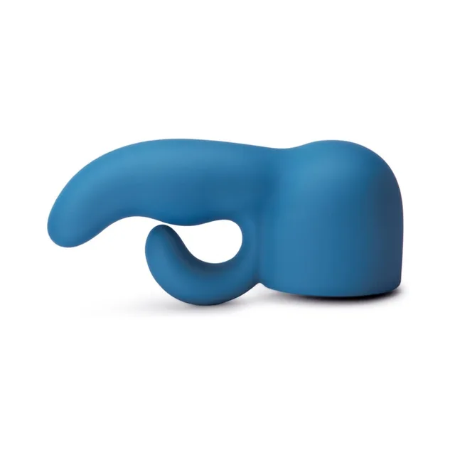 Side view of weighted blue attachment with two curved arms