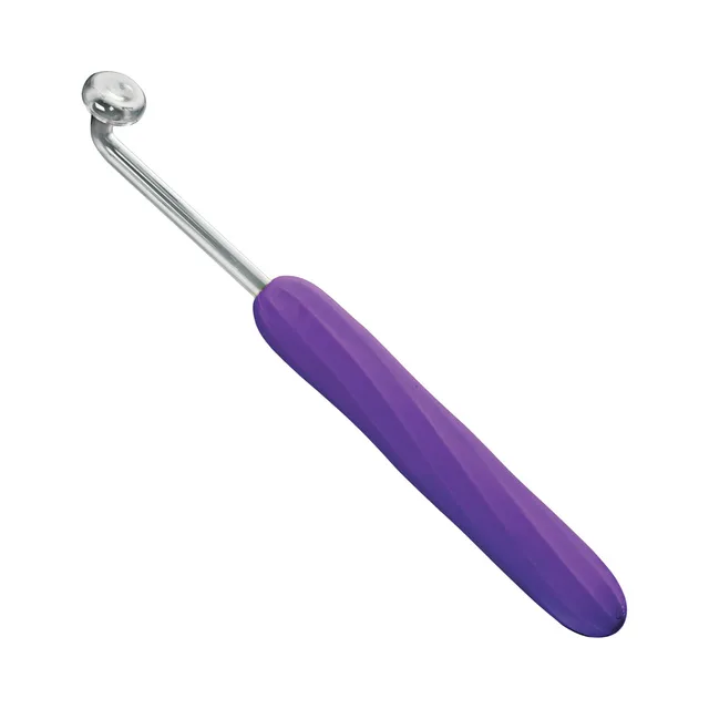 Purple Elektra wand with long handle and rounded glass tip