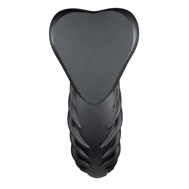 flat back of black Luvgrind showing the broad heart-shaped silicone surface