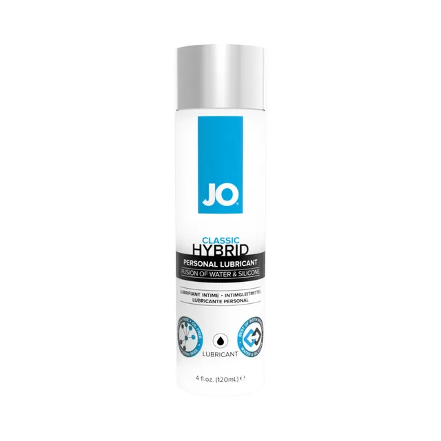 Front view of 4 oz System JO Classic Hybrid white pump bottle
