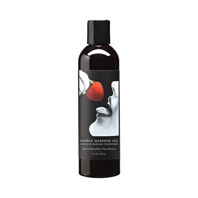 Earthly Body Strawberry massage lotion 8 oz black bottle