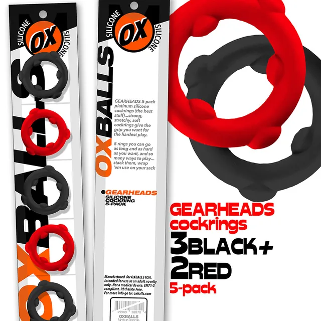 Oxballs Gearheads five-pack with red and black spinner rings