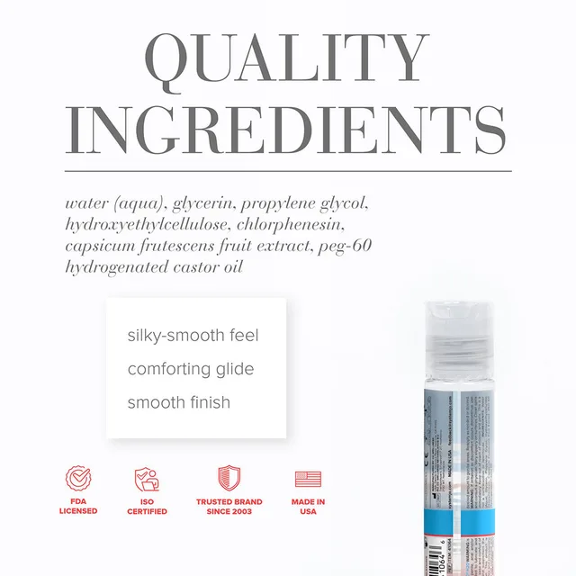 System JO H2O Warming 1 oz ingredient panel with formula list