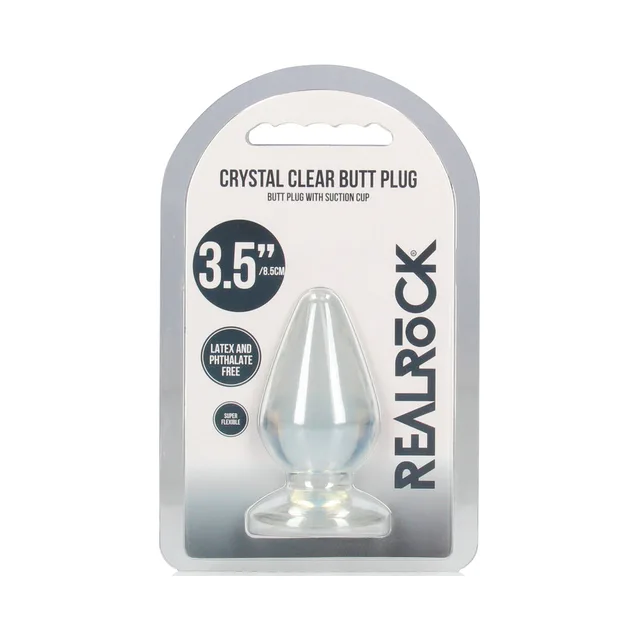 RealRock crystal-clear 3.5-inch anal plug retail pack