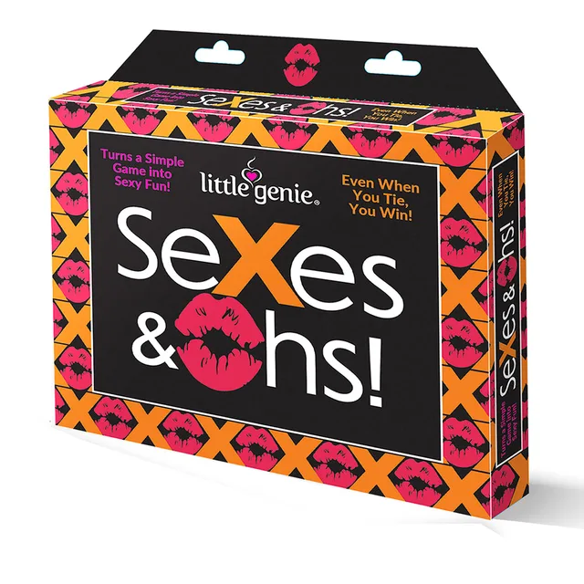 Front view of Sexes and Oohs black patterned game box
