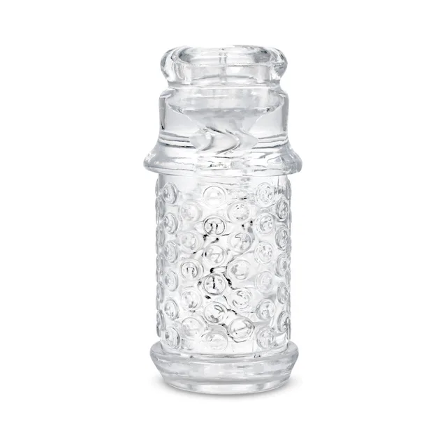 Full view of clear Lips sleeve with raised oval texture