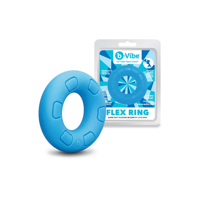 b-Vibe Flex Ring Ultra Soft blue padded C-ring with retail package