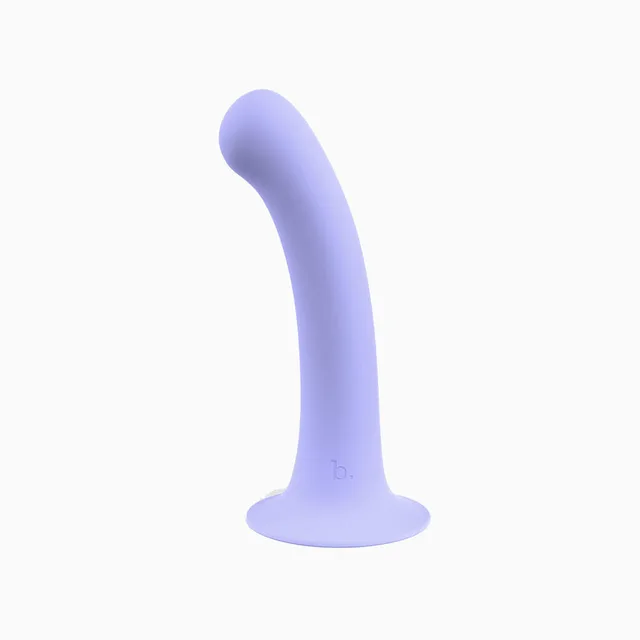 light purple Biird Surii curved dildo with broad suction base on white