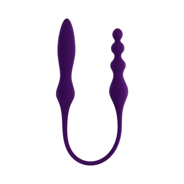 Purple dual-ended vibrator with smooth and beaded sections
