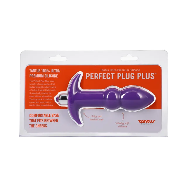Front package of purple Tantus Perfect Plug Plus Lilac