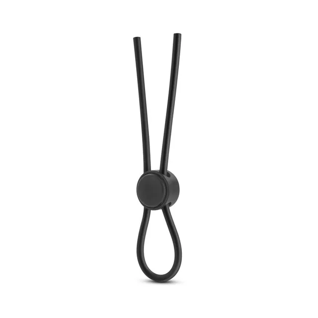 Black Stay Hard adjustable lasso ring upright with twin tails above the round slider