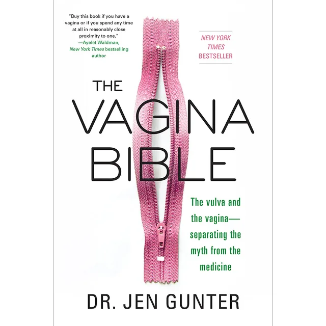 white Vagina Bible paperback with pink vertical anatomy illustration
