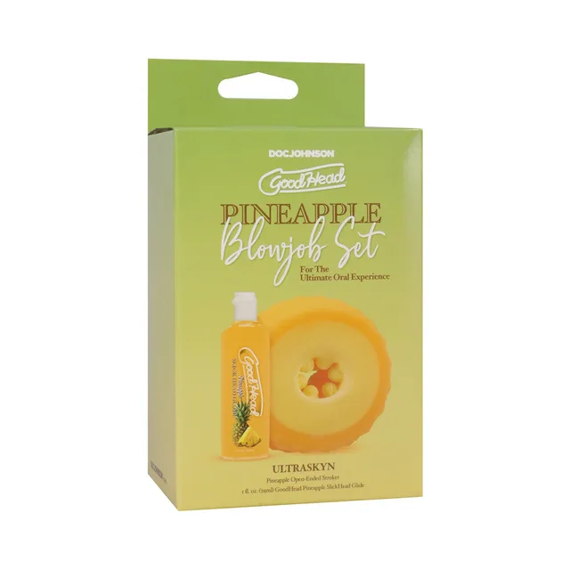 GoodHead Pineapple stroker and glide set yellow pineapple-themed contents in green carton