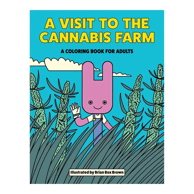 Wood Rocket A Visit to the Cannabis Farm adult coloring book turquoise illustrated front cover