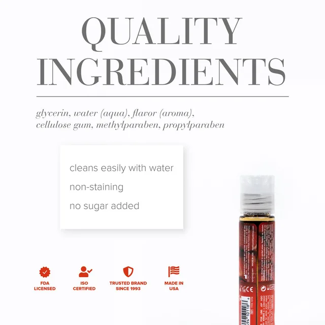 JO H2O Strawberry Kisses bottle beside a white ingredient information panel