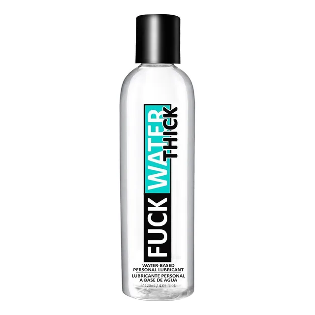 Clear 4 oz Fuck Water Thick lubricant bottle with black cap