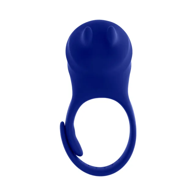 Zero Tolerance blue adjustable vibrating ring front view showing circular strap and twin tips