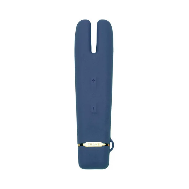 front view of blue Crave Duet Flex with twin tips and gold-accented base cap
