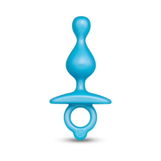 Front view of blue Butties Pop plug and circular ring