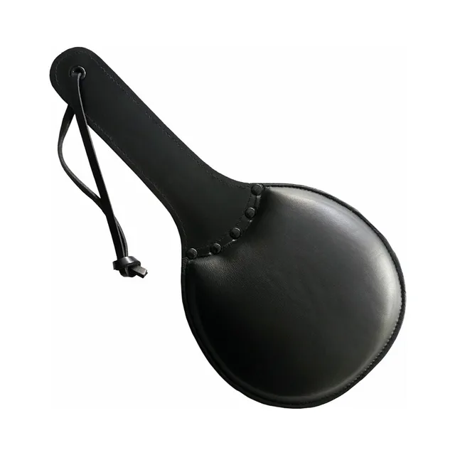 black Rouge leather ping-pong paddle with padded face and wrist loop