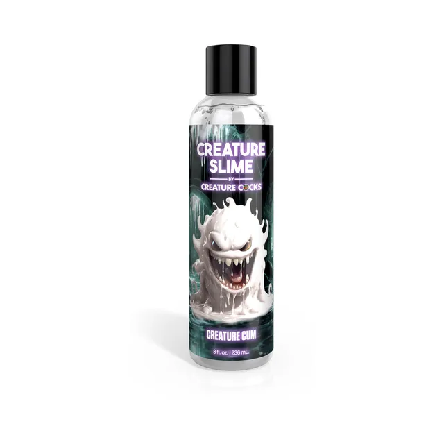 Creature Slime Creature Cum 8 oz clear bottle with black cap and white monster label