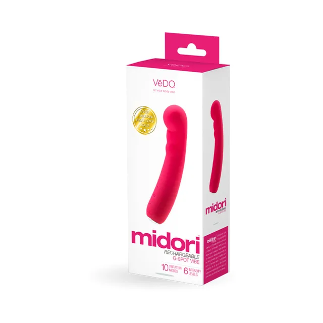 Pink VeDO Midori rechargeable G-spot vibrator retail box